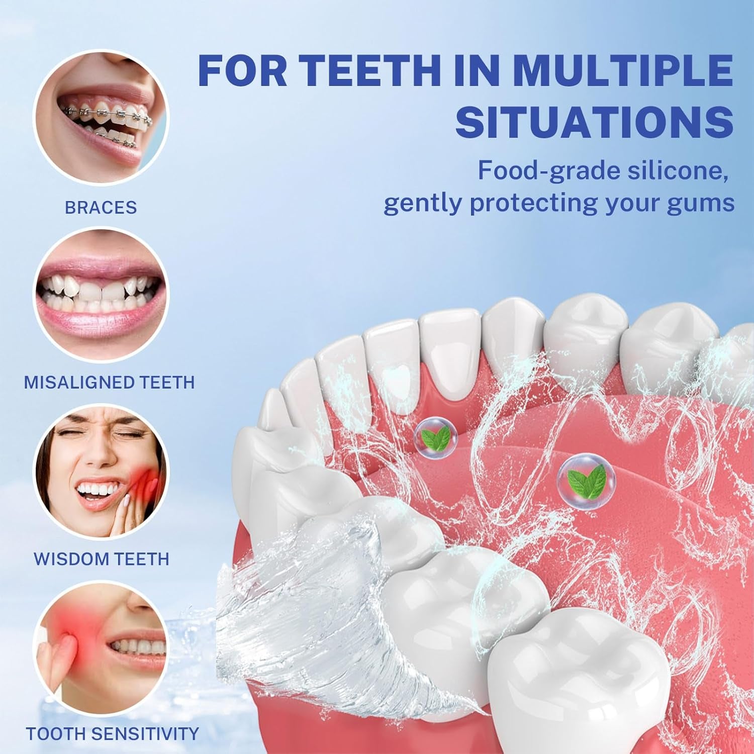 Ultraschall Zahnbürste, 360° Automatische Ultraschall Elektrozahnbürste, Elektrische Ultraschall-Zahnbürste Für Erwachsene Mit 1 U-Förmigen Silikonbürstenköpfen,3 Intensitätsstufen Ipx7 (Weiß)