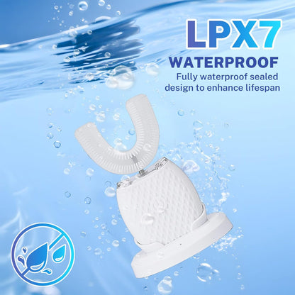 Ultraschall Zahnbürste, 360° Automatische Ultraschall Elektrozahnbürste, Elektrische Ultraschall-Zahnbürste Für Erwachsene Mit 1 U-Förmigen Silikonbürstenköpfen,3 Intensitätsstufen Ipx7 (Weiß)